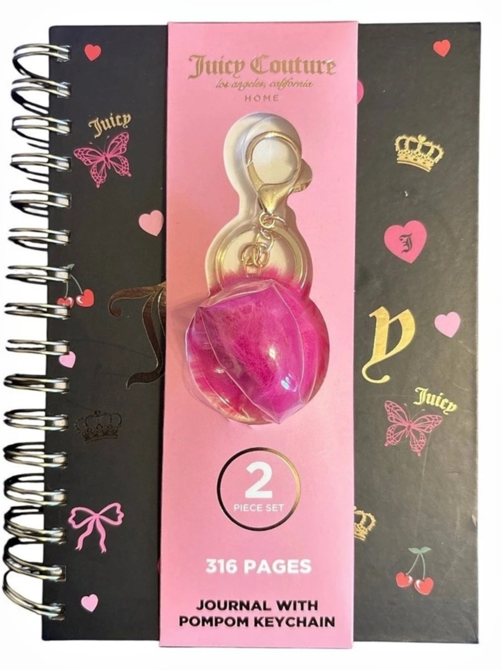 Juicy Couture Journal with Pompom Keychain